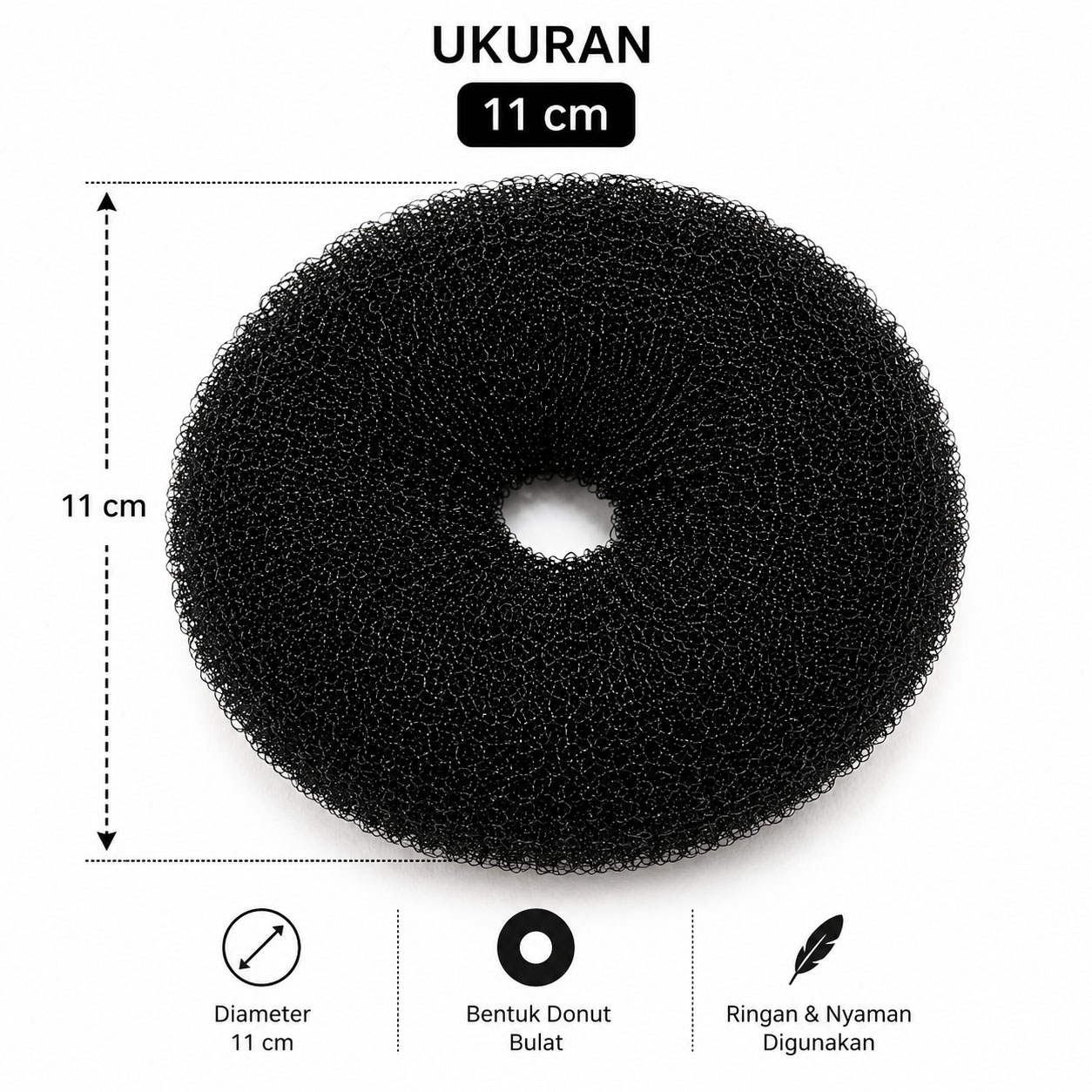 donut hairbun 11cm02 Donut Hairbun 11 CM (1 Pak = 12 pcs)